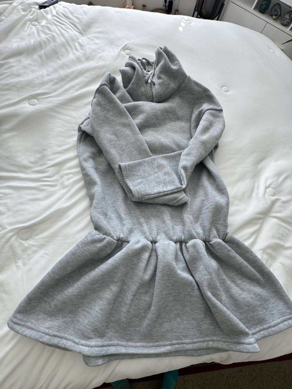 SHEIN Light Gray Hooded Sweatshirt Dress Size Medium